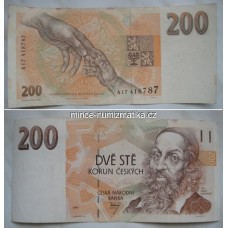 200 Koruna 1993 série A, proužek "200 Kčs" - Bankovka - velmi vzácná RARITA